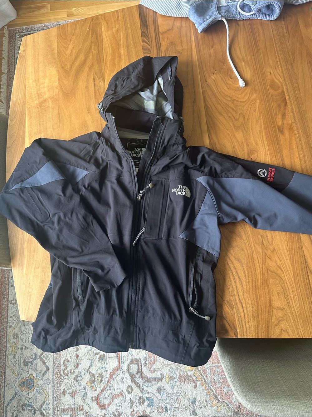 The North Face Women's Summit Serie Black and Gray Waterproof Hooded Rain Jacket